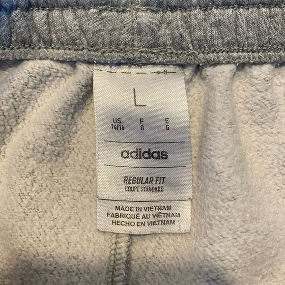 Adidas Boys Fleece Jogger Sweatpants Large Grey Heather Inside Drawcord Pockets - Picture 7 of 8